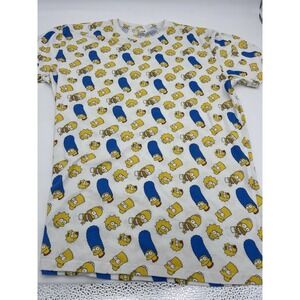 The Simpsons All Over Print White  T Shirt Mens Large New Bart Lisa Maggie